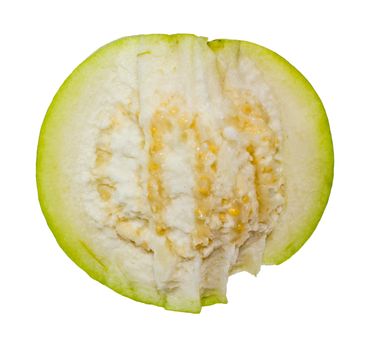 Fresh sliced guava on a white background