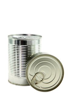 studio shot of food Aluminum metal can Isolated on white background