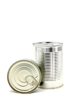 perspective Isolated of Aluminum metal can on white background