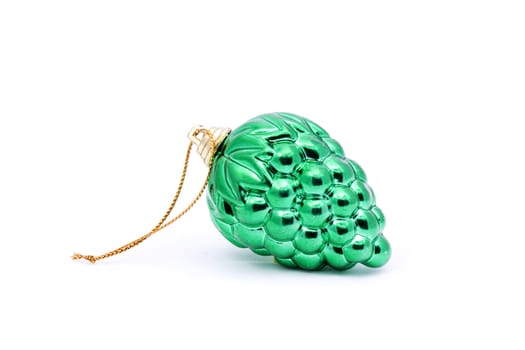 Green berries christmas bulb on white background