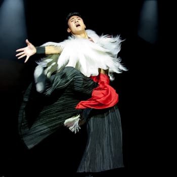 CHENGDU - SEP 26: chinese Yi ethnic dance performed by song and dance troupe of Liangshan Yi autonomous prefecture at JIAOZI theater in the 6th Sichuan minority nationality culture festival.Sep 26,2010 in Chengdu, China.