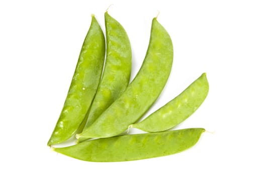 Fresh green pea on the white background