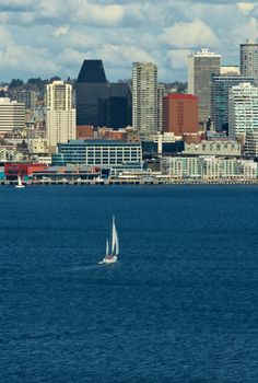 Seattle Skyline and Yacht, Washington, USA