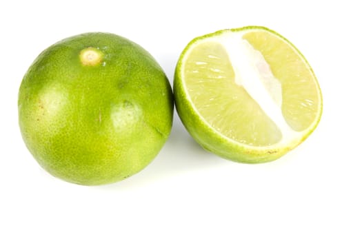 Group of fresh lime on the white background