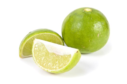 Group of fresh lime on the white background