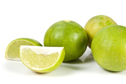 Group of fresh lime on the white background