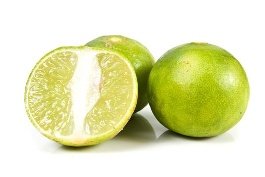 Group of fresh lime on the white background