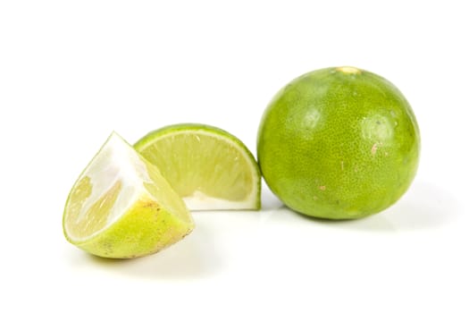 Group of fresh lime on the white background