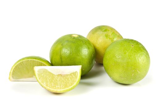 Group of fresh lime on the white background