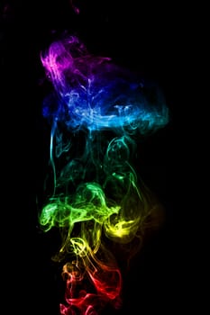 Multicolor abstract smoke on black