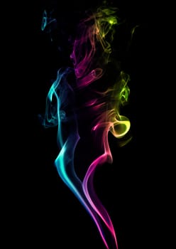 Multicolor abstract smoke on black