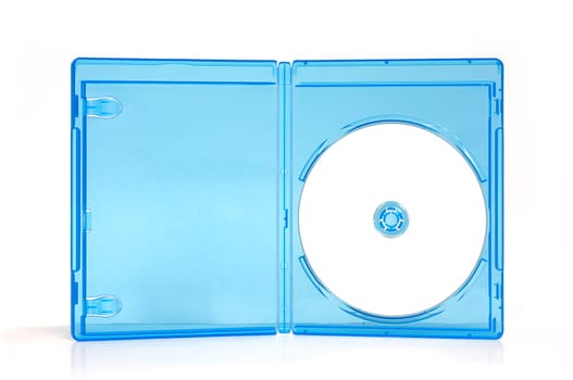 Blueray case plastic box on white isolate