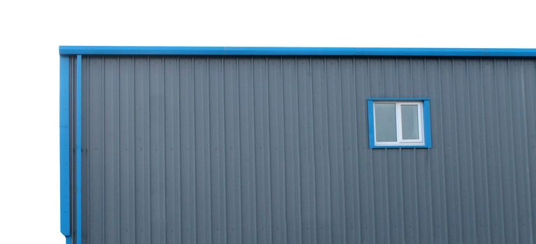 Exterior of warehouse building isolated on white background.