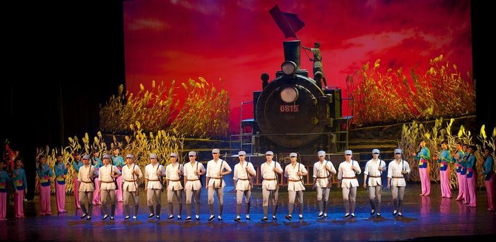 CHENGDU - NOV 18: Chinese dancers perform modern dance drama onstage at JINCHENG theater on Nov 18, 2010 in Chengdu, China.