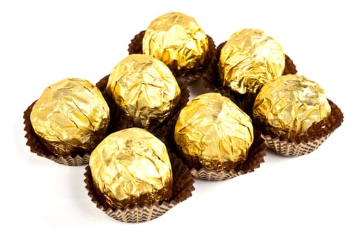 Group of chocolate candy on white background