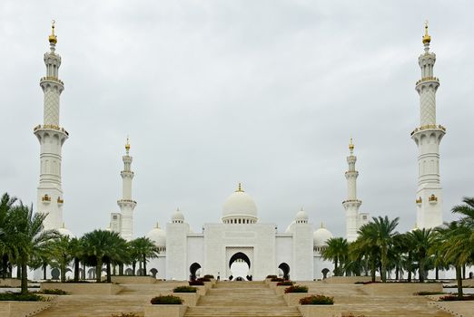 Grand Mosque with white marble in Abu Dhabi