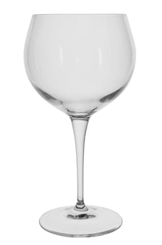 empty transparent wine glass on white background