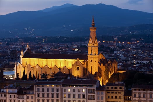 Florence - basilica of Santa Croce.  View from the Michelangelo's Piazza 