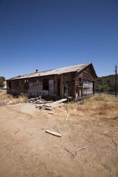 Old barn house with a blue clear sky
