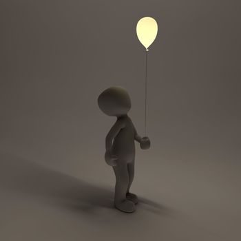 The balloon has begun to shine not only brings light into the dark of the night but also shows me the way to happiness.