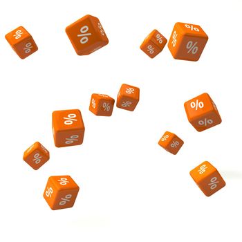 Flying Dice announce the summer sale and have percent signs printed on.