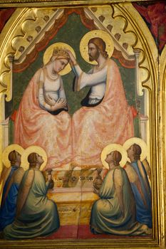 Florence -  Santa Croce: the Baroncelli Chapel. Baroncelli Polyptych: Coronation of the Virgin