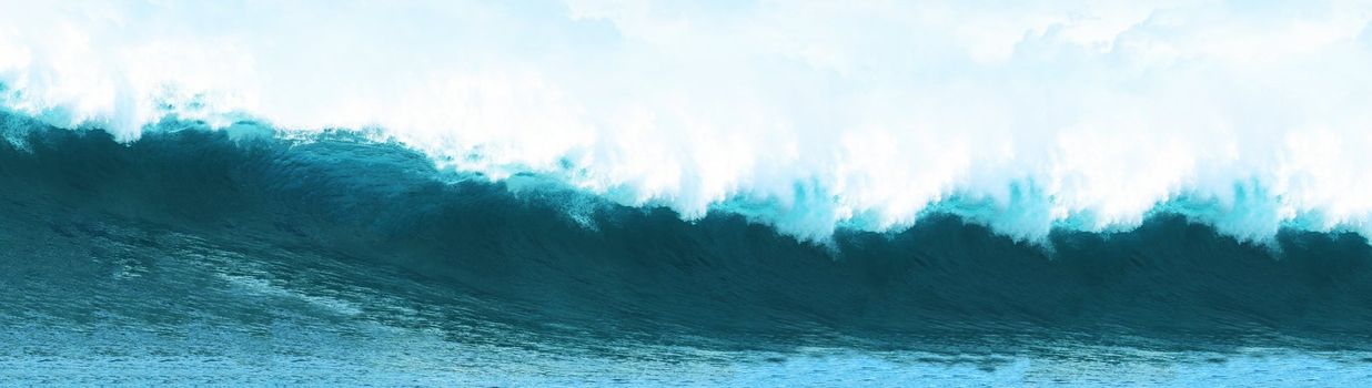 Big Blue Surfing Wave Breaks in Ocean