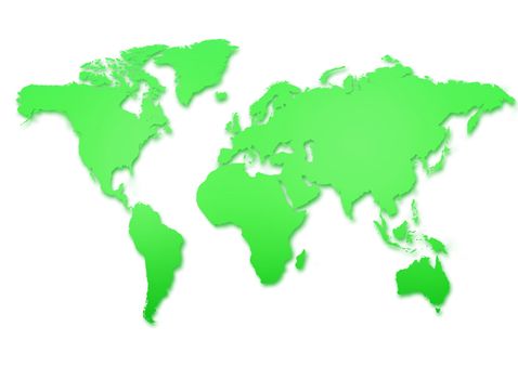 green world map isolated