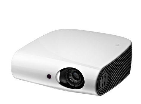 White multimedia projector isolated on white background