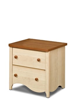 Wooden nightstand isolated on a white background