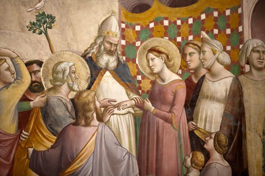 Florence -  Santa Croce: Frescoes in the Baroncelli Chapel. Life of the Virgin