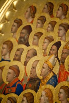 Florence -  Santa Croce: the Baroncelli Chapel. Baroncelli Polyptych: Coronation of the Virgin