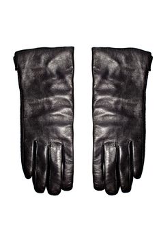 Black leather gloves isolated on the white background