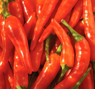 background of close up red hot peppers