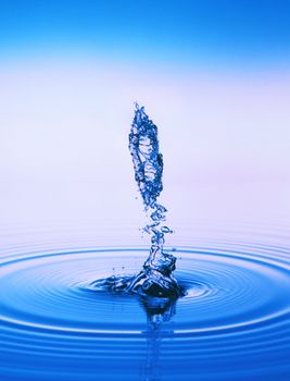 Water splash background close up isolated blue