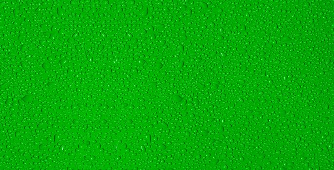 drops of water on a green background