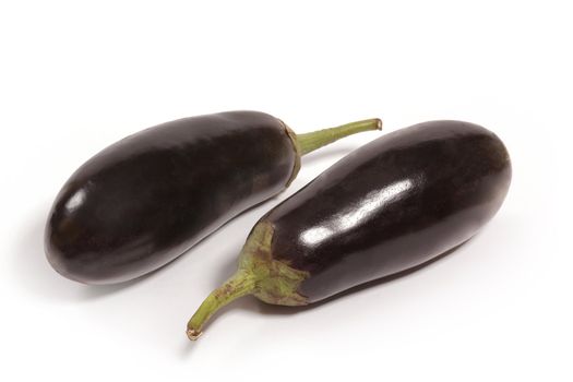 eggplants isolated on white background close up