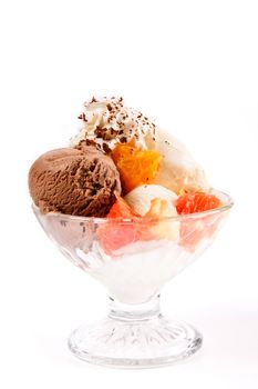 Ice Cream in bowl with fruits