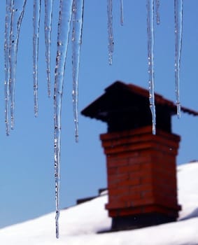 icicles and chimney