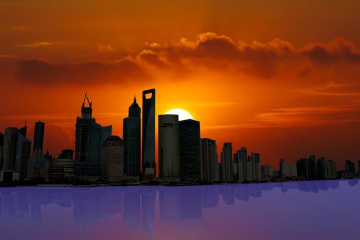 Shanghai new skyline along the Huangpu river