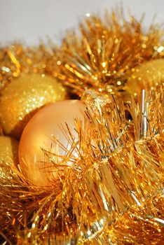 Gold metalicChristmas ornaments are home decoration. 