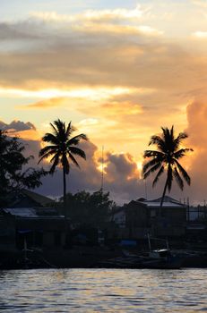 Sunset on the tropical island. Philippines