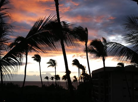 A sunset over the ocean in Maui