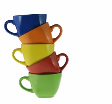 Abstract color cups. Ceramic service from color cups