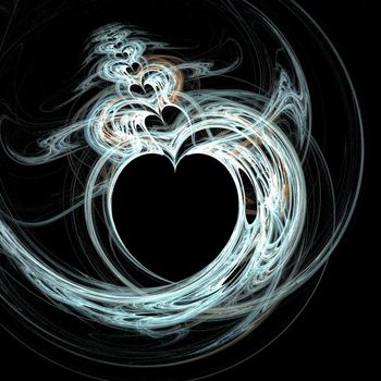 Abstractly spiral image of heart with effect of a luminescence of lines