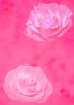 Background congratulatory with elements of roses and hearts