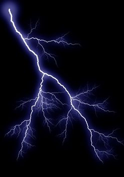 Lightning. Impact of a thunder-storm it is isolated on a black background