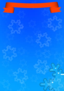 Christmas background with elements of snowflakes and tapes for an inscription