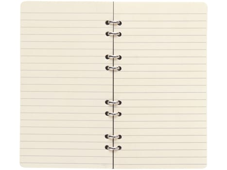 Recycle paper notebook open two pages on white