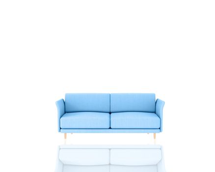 Blue sofa on white background comfort comfortable